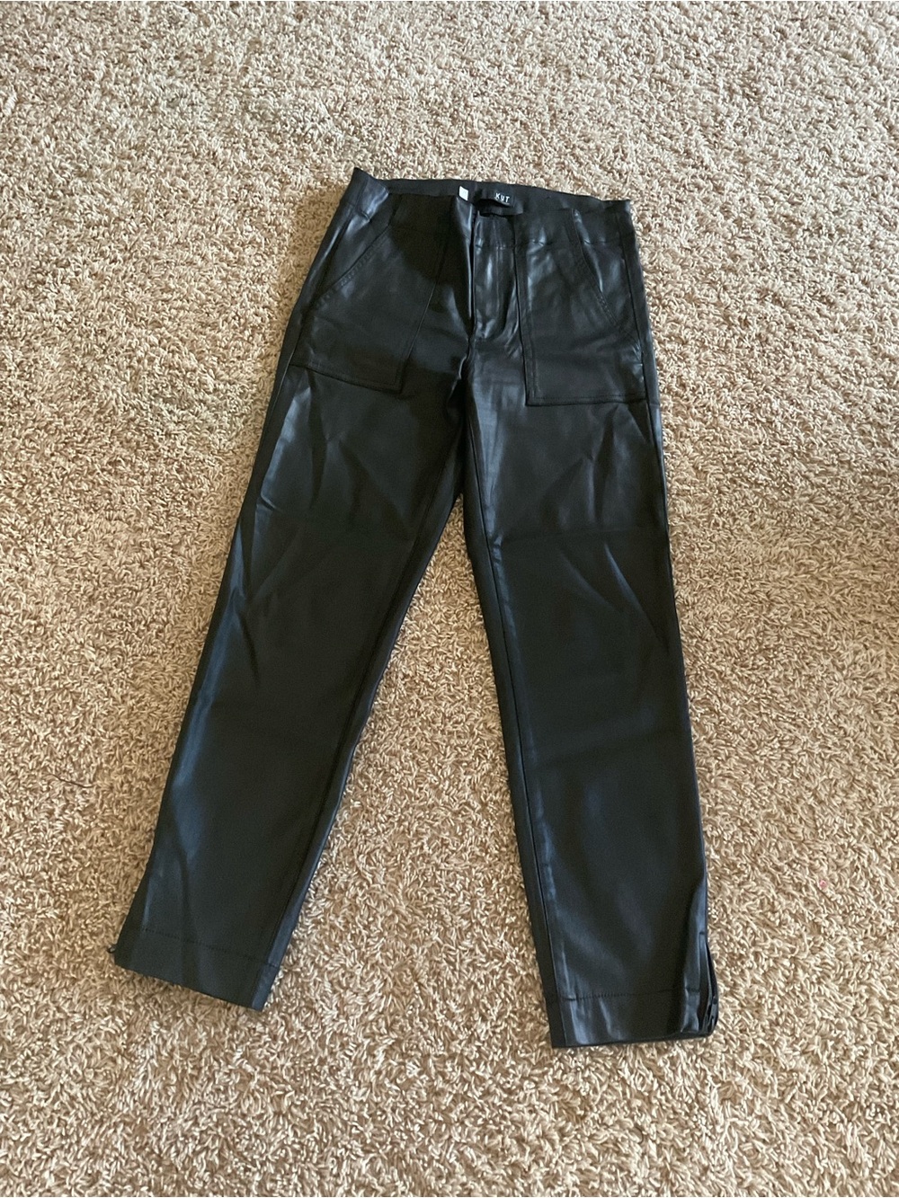 Kut from the Kloth Black Coated Denim Ankle Pants with zips